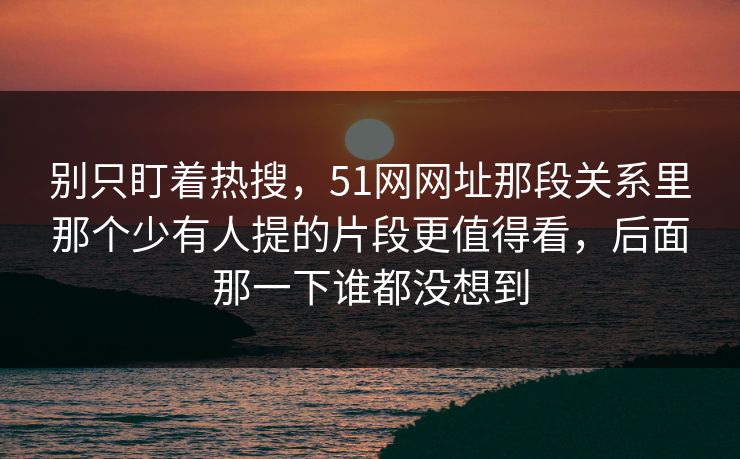 别只盯着热搜，51网网址那段关系里那个少有人提的片段更值得看，后面那一下谁都没想到