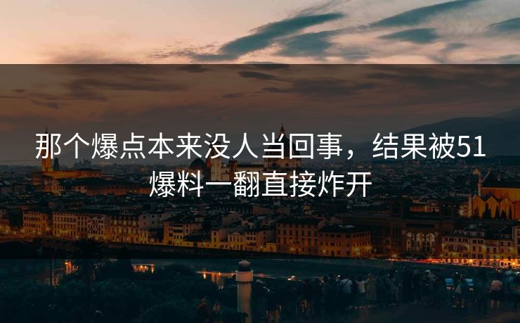 那个爆点本来没人当回事，结果被51爆料一翻直接炸开