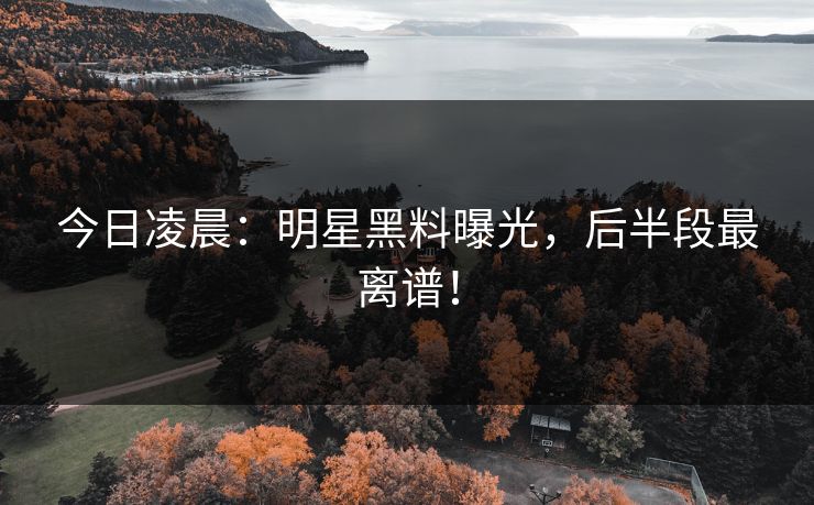 今日凌晨：明星黑料曝光，后半段最离谱！