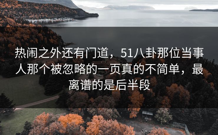热闹之外还有门道，51八卦那位当事人那个被忽略的一页真的不简单，最离谱的是后半段
