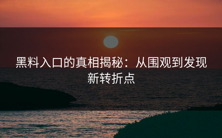 黑料入口的真相揭秘：从围观到发现新转折点