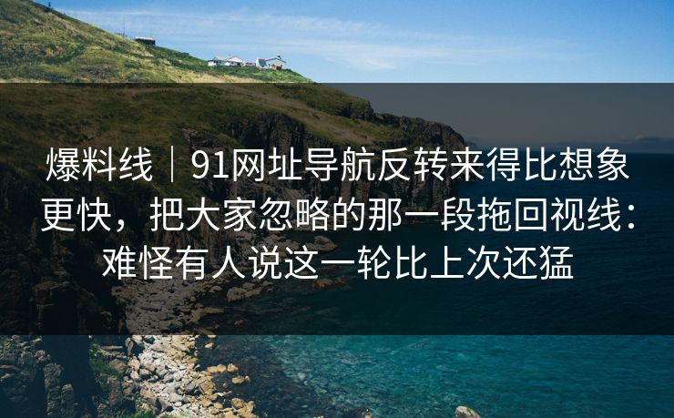 爆料线｜91网址导航反转来得比想象更快，把大家忽略的那一段拖回视线：难怪有人说这一轮比上次还猛