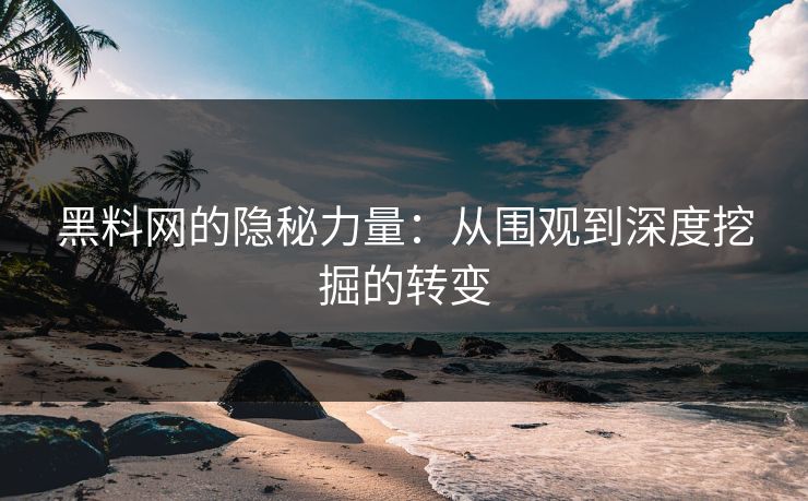 黑料网的隐秘力量：从围观到深度挖掘的转变