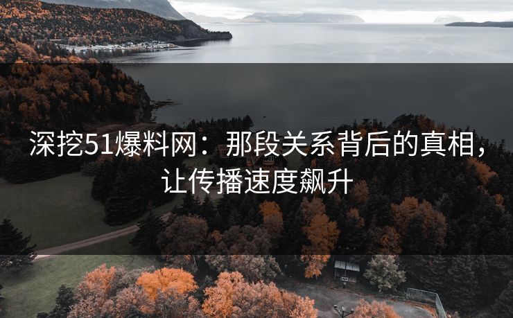 深挖51爆料网：那段关系背后的真相，让传播速度飙升