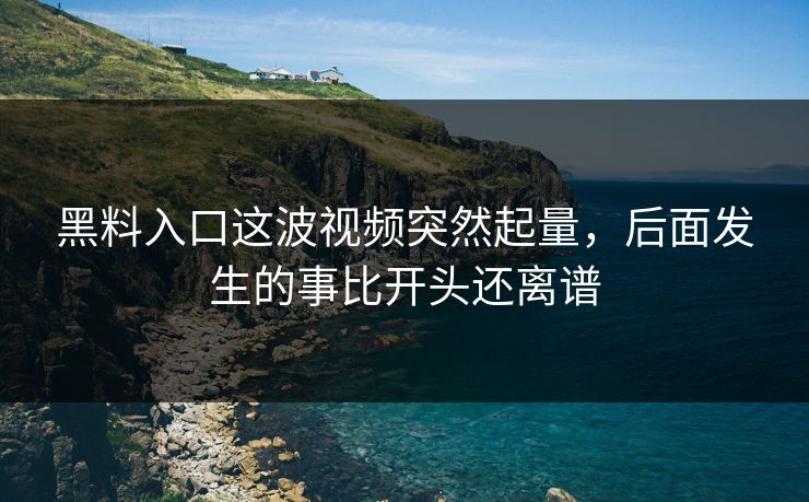 黑料入口这波视频突然起量，后面发生的事比开头还离谱
