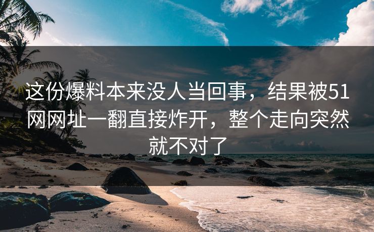 这份爆料本来没人当回事，结果被51网网址一翻直接炸开，整个走向突然就不对了