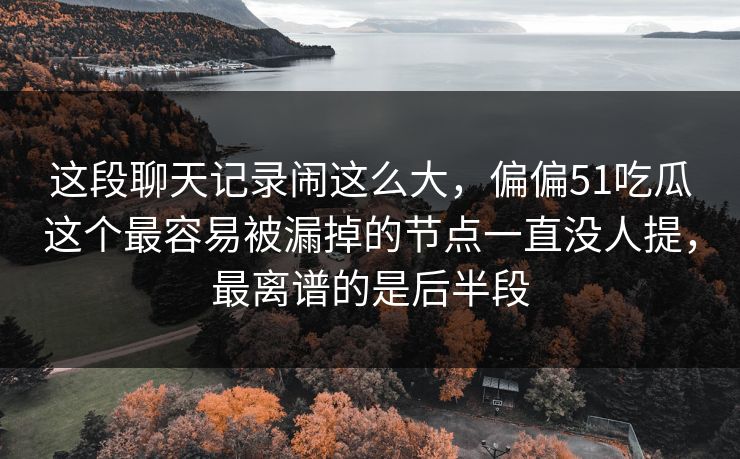 这段聊天记录闹这么大，偏偏51吃瓜这个最容易被漏掉的节点一直没人提，最离谱的是后半段