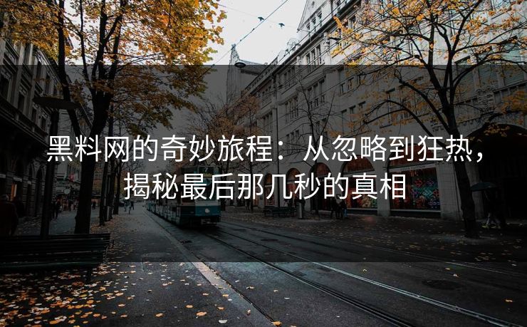 黑料网的奇妙旅程：从忽略到狂热，揭秘最后那几秒的真相